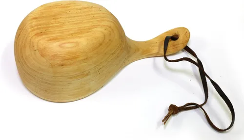 Miniatura 3 de Taza de madera hecha a mano de Kuksa antigua Laponia Finlandia No 015 para senderismo, camping, cocina, al aire libre