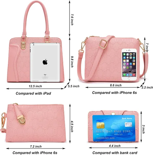 Miniatura 3 de Bolsos de mano de moda para mujer, bolsa de hombro, asa superior, bolsa de mano, juego de 4 piezas