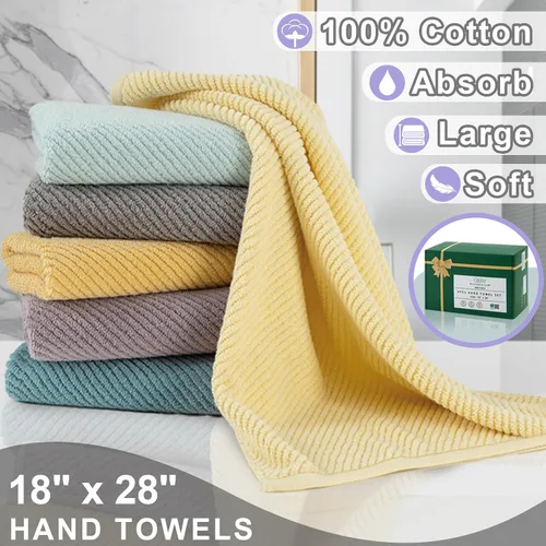 Miniatura 23 de VOOVA & MOVAS Toallas de mano blancas - 100% algodón Ligeras Gruesas Secado rápido Suaves Absorbentes, paquete de 4 piezas grandes de 18