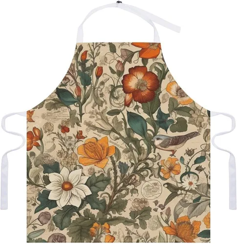 Miniatura 7 de Personalized Retro Pattern Adult Apron, Kitchen Cooking Aprons for Woman Man, Adjustable Bib Apron with Pocket for Baking, BBQ Crafting Outdoors