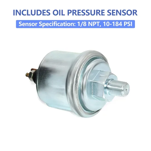 Miniatura 5 de Medidor de presión de aceite de 2 pulgadas = 52 mm con kit de emisor LED azul digital para automóvil de 12V (negro)