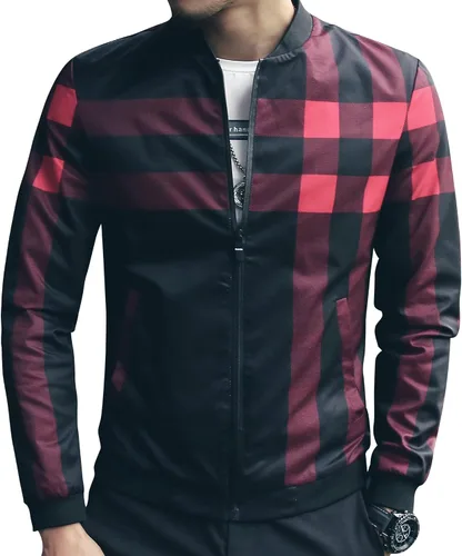 Miniatura 4 de LOGEEYAR Chaqueta Bomber para Hombre Chaqueta Casual Ligera de Bloques de Color Cortavientos Abrigo con Bolsillo