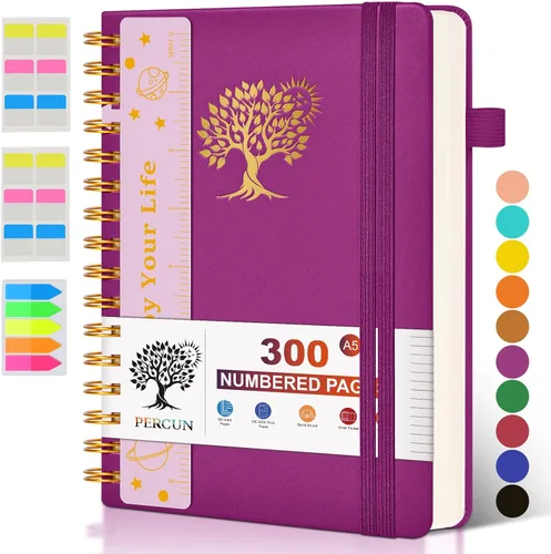 Miniatura 13 de Cuaderno grande en espiral para mujeres y hombres, 300 páginas rayadas numeradas, con rayas universitarias, cuaderno encuadernado en espiral de tapa