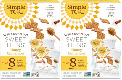 Simple Mills Paquetes de bocadillos de miel, semillas de canela y harina de nueces, dulces finas, aptas para paleo y deliciosas, buenas para