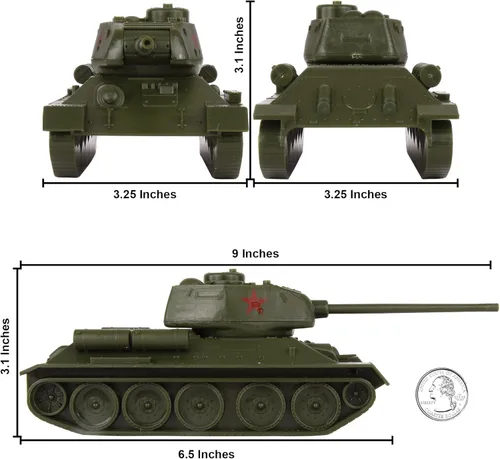 Miniatura 2 de BMC CTS WW2 Tanque soviético T-34 - Verde oliva 1:40 Vehículo del ejército de plástico T34 ruso