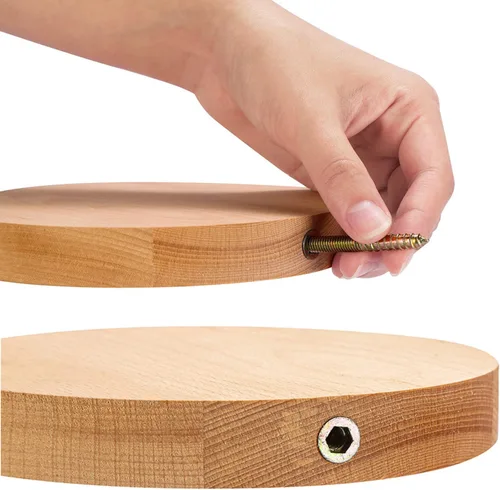 Miniatura 4 de Z metnal Pequeños estantes de madera natural, mini estante de repisa circular flotante para colección de figuras de acción, decoración de esquina