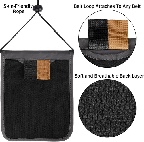 Miniatura 5 de Bolsa de viaje para el cuello, cartera para pasaporte familiar, funda organizadora con bloqueo RFID