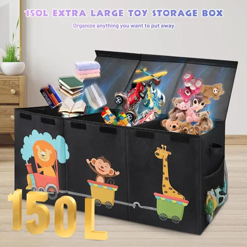 Miniatura 7 de Caja de juguetes XL - Contenedores de almacenamiento de juguetes con tapas, baúl plegable para niños y niñas, organizador de juguetes grandes