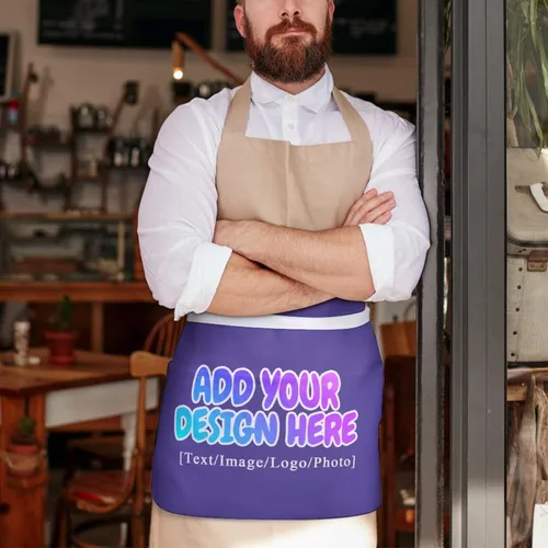 Miniatura 276 de AXKEUDO Delantal personalizado con bolsillos, delantales de cintura para camarera para cocinar en casa, restaurante, servir trabajo
