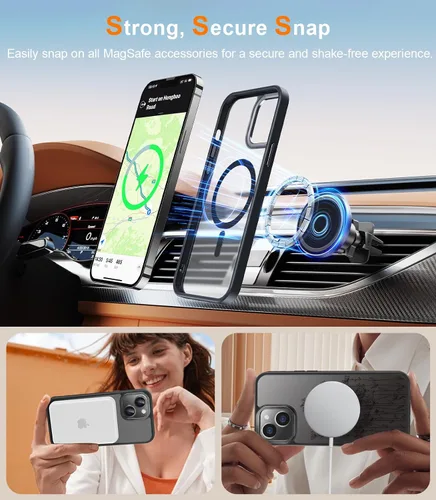 Miniatura 75 de Goodon para iPhone 15 Pro Max con protector de pantalla de privacidad, compatible con Magsafe, funda translúcida mate a prueba de golpes - Linda