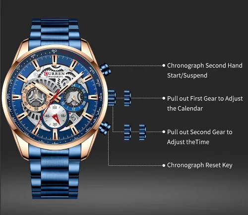 Miniatura 6 de FANMIS Reloj de pulsera de cuarzo analógico de acero inoxidable impermeable para hombre