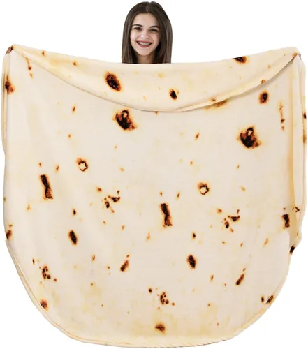 Miniatura 2 de Vessia Manta de Burritos de Tortilla, Tamaño para Arrojar (Beige, 71 pulgadas), Manta Gigante Realista y Divertida de Comida para Adultos y Niños