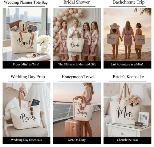 Miniatura 6 de ELEGANTPARK Mrs Bag Mrs Gifts 2025 Regalos para novia, bolsa de mano para boda, despedida de soltera, despedida de soltera, luna de miel, bolsa