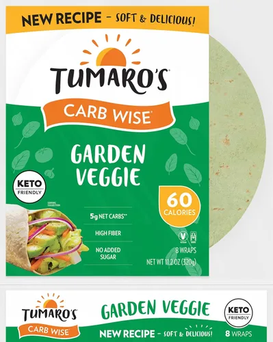 Tumaro's Garden Veggie Carb Wise Wraps, 1 paquete, 8 unidades
