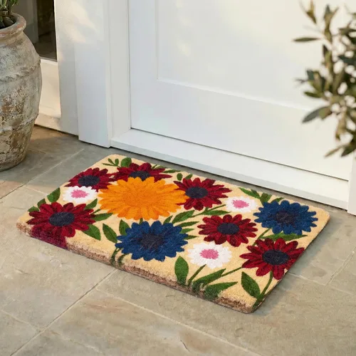 Miniatura 90 de Fab Habitat Felpudo extra grueso, tejido a mano, duradero, fibra de coco natural, entrada, puerta delantera, porche, patio, pájaros en rama, gris
