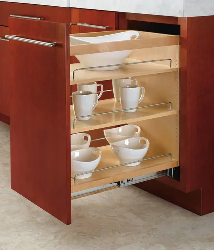 Miniatura 2 de Rev-A-Shelf Organizador de almacenamiento de gabinete de cocina extraíble de 14 pulgadas con rieles deslizantes, estante de especias de despensa