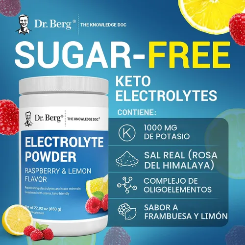 Miniatura 7 de Dr. Berg Zero Sugar Hydration Keto Electrolyte Powder - Mejorado con 1000 mg de potasio y sal rosa real del Himalaya (no sal de mesa) - Suplemento