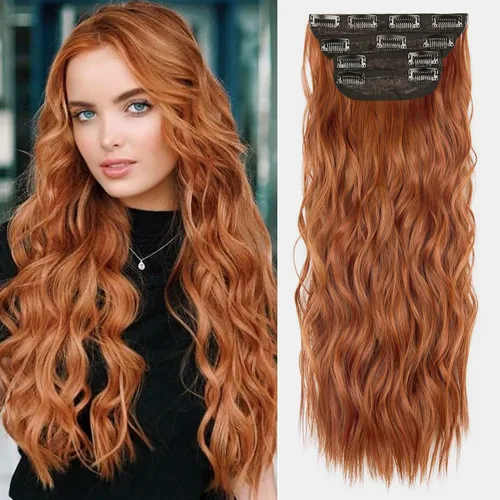 Miniatura 36 de 4 extensiones de cabello sintético suave y natural para mujer, rubio miel, mezcla de castaño castaño, extensiones para mujer
