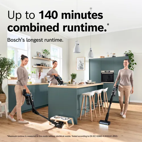 Miniatura 8 de Bosch Unlimited 10 - Aspiradora inalámbrica con 2 baterías incluidas, hasta 140 minutos en total, tubo flexible, cargador rápido, pelo de mascotas