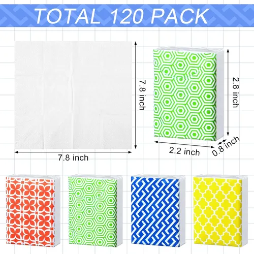 Miniatura 3 de Yinder Paquete de 120 pañuelos de bolsillo de tamaño de viaje, 3 capas, papel facial geométrico a granel, pequeños pañuelos para billetera