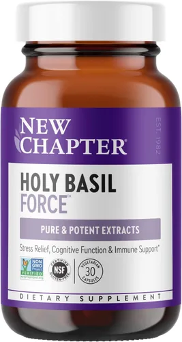 New Chapter Suplemento para aliviar el estrés – Fuerza de albahaca sagrada supercrítica con albahaca sagrada supercrítica para apoyo del estrés +