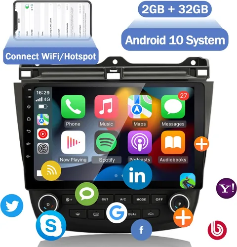 Miniatura 2 de Radio de coche Android para Honda Accord 7ª 2003 2004 2005 2006 2007, estéreo de coche integrado Carplay y Android Auto, con navegación GPS, WiFi