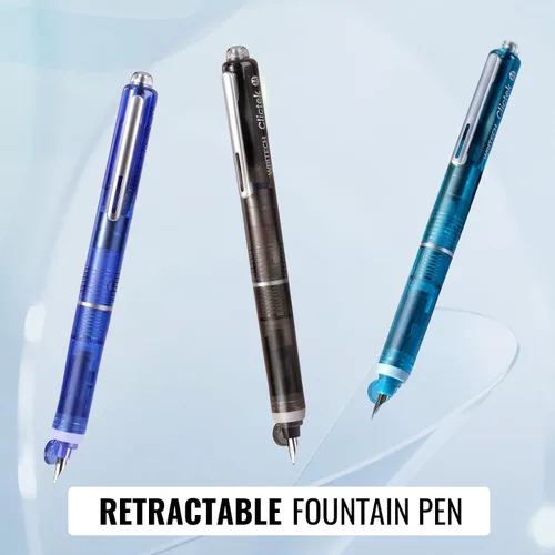 Miniatura 7 de WRITECH Clictek Pluma Estilográfica Retráctil: Plumín Medio Tinta Azul Barril Transparente Incluye 5 Cartuchos de Tinta Recargables, Escritura Suave