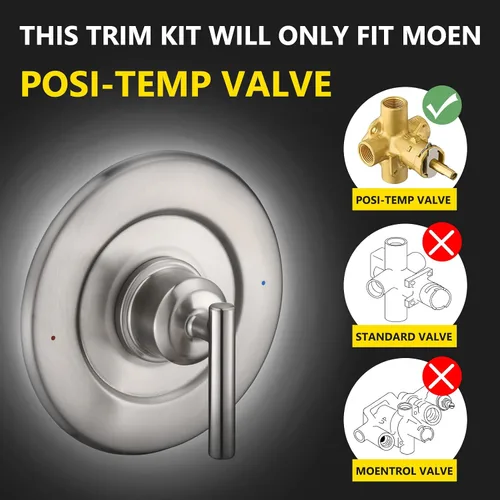 Miniatura 2 de Reemplazo para el kit de ajuste de válvula Posi-Temp Gibson T2901BN de Moen, níquel cepillado