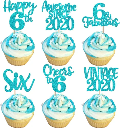 Miniatura 33 de Rsstarxi Paquete de 24 adornos para cupcakes vintage 2019 con purpurina negra para 5º cumpleaños, saludos a 5, cinco, 5, 5 fabulosos para cupcakes