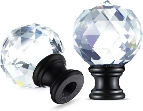 Miniatura 8 de Mudder 2 piezas de remates de lámpara de cristal, pantalla decorativa, tapa de rosca, perilla superior transparente con base de cromo pulido de Base