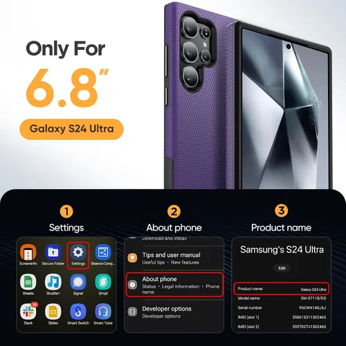 Miniatura 6 de Diaclara Funda diseñada para Samsung Galaxy S24 de 6.2 pulgadas, protector de pantalla de vidrio templado + protector de cámara a prueba de golpes