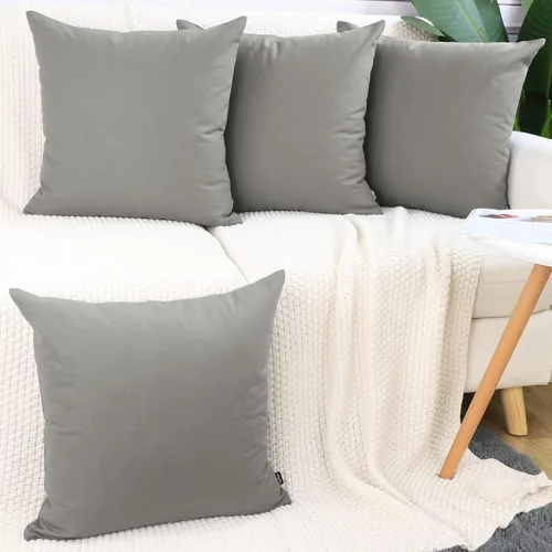 Faylapa 4 fundas de almohada de algodón de lona color morado oscuro, 18 x 18 pulgadas, fundas de almohada decorativas sólidas, decoración de