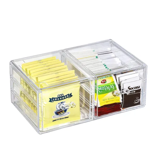 Miniatura 11 de Cq acrylic 1 paquete de cajones de almacenamiento apilables transparentes para tocador, organizador de escritorio apilable de 3 cajones con cajones