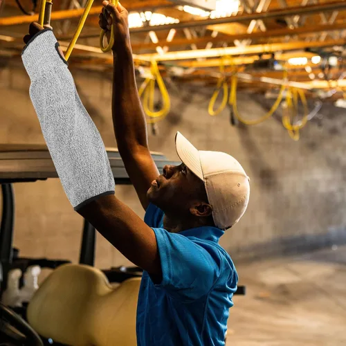 Miniatura 5 de Par de mangas resistentes a cortes con orificio para el pulgar, protectores anticortes de antebrazo de nivel 5 para trabajo y jardinería, mangas