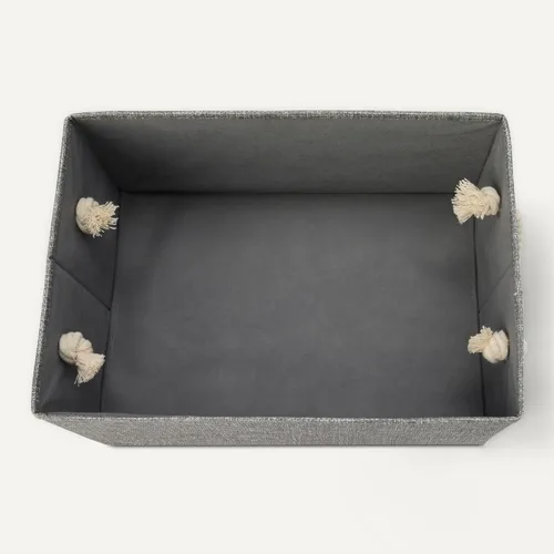 Miniatura 4 de Amazon Basics Contenedores de almacenamiento plegables con asas de cuerda, color carbón, grandes, paquete de 3