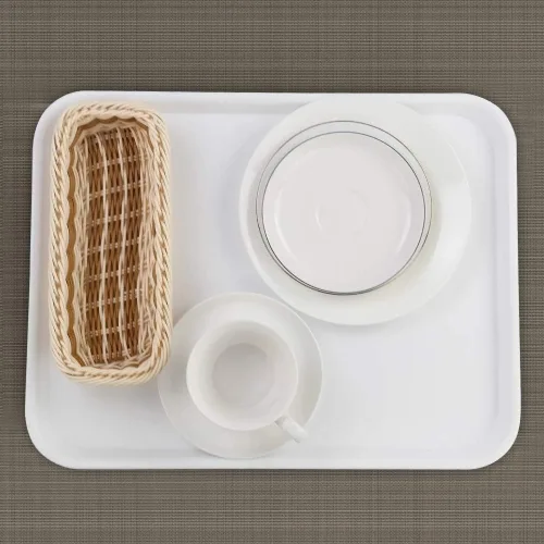 Miniatura 3 de Inhouse Bandeja de plástico blanco rectangular, 17.2 x 13.5 x 0.9 pulgadas (4 paquetes)