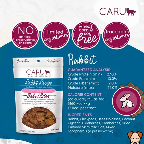 Miniatura 3 de Caru - Soft n' Tasty Baked Bites - Golosinas de conejo para perros - Deliciosas golosinas de entrenamiento - Bolsas de 3.75 oz - Paquete de 3