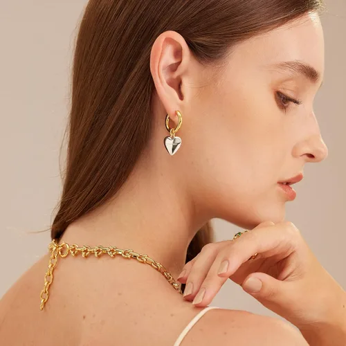 Miniatura 4 de C.Paravano Aretes de aro de oro de 18 quilates y plata esterlina para mujer