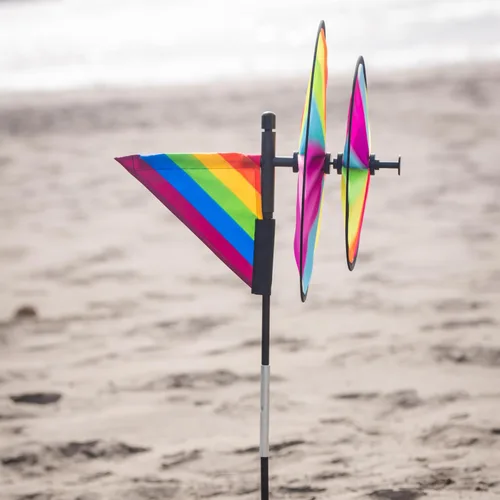 Miniatura 4 de In the Breeze 2613 - Spinner doble Fiesta de 13 pulgadas con vela de viento - Colorido giratorio giratorio para patios y jardines