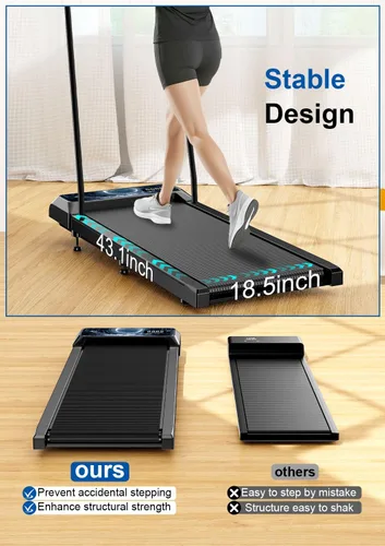 Miniatura 7 de Walking Treadmill Pad with Incline, Walking 2.5HP for Home and Office, 265Lbs Weight Capacity, Treadmill with APP & Remote Control, LED Display Moon