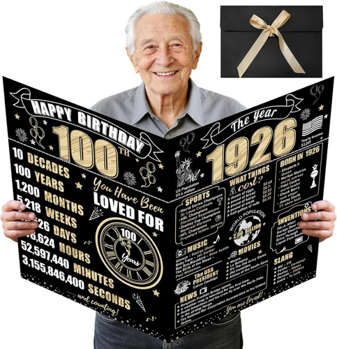 Miniatura 28 de Turypaty Tarjeta de 10 cumpleaños grande con sobre para niños y niñas, libro de firmas de invitados gigante de feliz 10 cumpleaños en negro y oro
