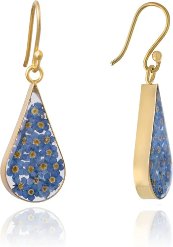 Miniatura 14 de Amazon Essentials Pendientes de plata de ley con forma de lágrima de flor prensada (anteriormente Amazon Collection)