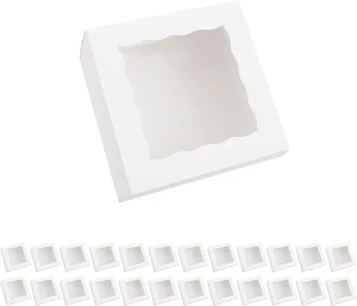 Miniatura 9 de 25 cajas para pastel enrollado, cajas de panadería blancas con ventana, 5x5x3.5 pulgadas, cajas para galletas, contenedor para pastel de calabaza