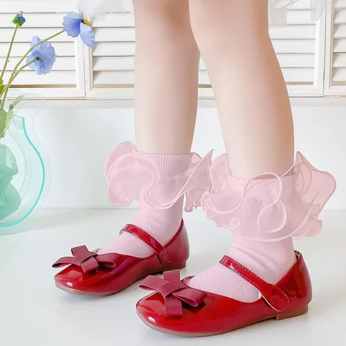 Miniatura 4 de Calcetines con volantes para niñas, calcetines de encaje doble con volantes, calcetines de algodón para concurso de belleza, paquete de 36