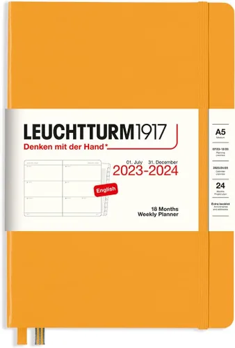 Miniatura 8 de LEUCHTTURM1917 - Agenda semanal de 18 meses de tapa dura mediana A5, julio de 2023 - diciembre de 2024, inglés, tapa dura, lila