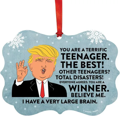 Miniatura 15 de Andaz Press Divertido presidente Donald Trump Fancy Frame Recuerdo Adorno de Navidad Regalo de mordaza, Perra fantástica, 1 paquete, ideas de regalo