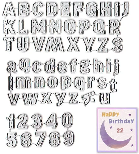 Miniatura 8 de 26 letras del alfabeto troqueladas para hacer tarjetas, letras mayúsculas, palabras, troqueles de corte, plantillas, plantillas en relieve