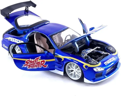 Miniatura 4 de Jada Street Fighter 1:24 1993 Mazda RX-7 - Coche fundido a presión y figura de Chun-Li de 2.75 pulgadas, juguetes para niños y adultos