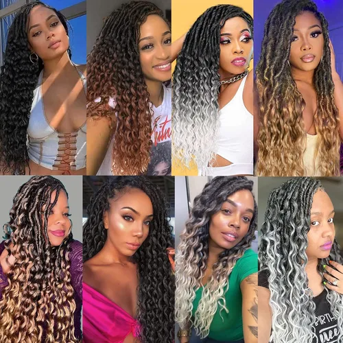 Miniatura 8 de Pelucas trenzadas de encaje completo negro para mujeres negras, pelucas de ganchillo de imitación de diosa con cabello de bebé, suave sin nudos