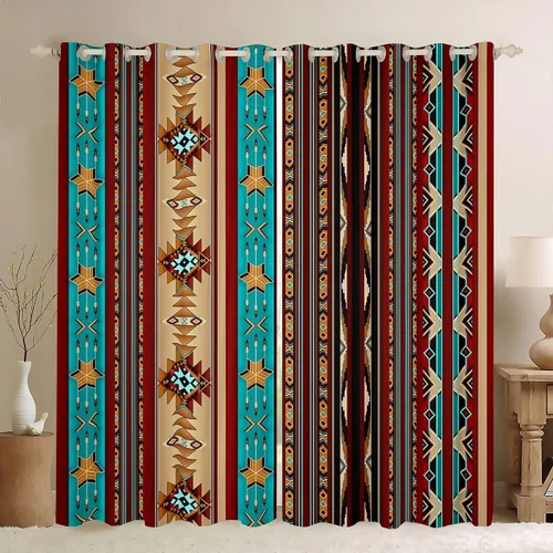 Miniatura 23 de Cortinas opacas de estilo bohemio occidental de 76 x 45 pulgadas, cortinas y cortinas de atrapasueños de vaca, cortinas del suroeste, cortinas